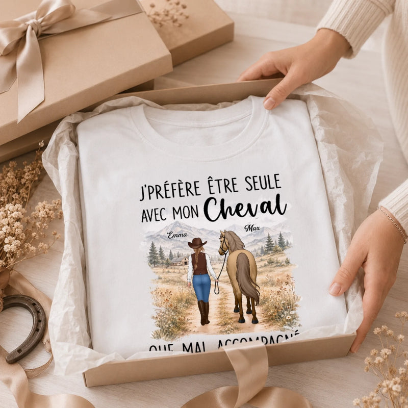 T-shirt unisexe, Hoodie personnalisé – Cadeau Pour Amoureux Des Chevaux – Le bonheur a quatre sabots