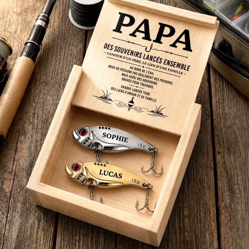 Leurre de pêche Personnalisé – Cadeau pour Papa, Papy – Des Souvenirs Lancés Ensemble