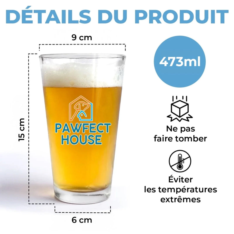 Verre à bière Personnalisé – Cadeau pour Propriétaires D’animaux, Amoureux des Animaux – À Mon Super Papa