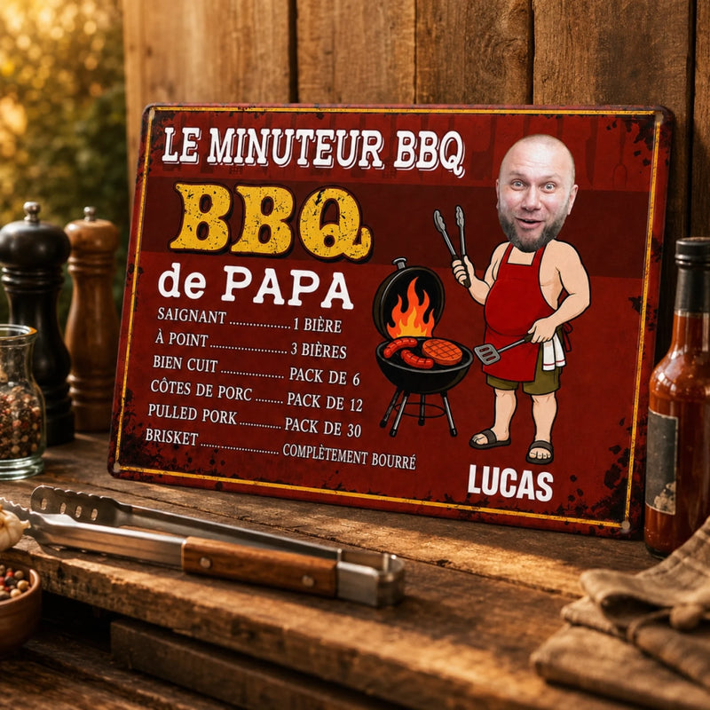 Panneau Métallique Personnalisé avec Photo – Cadeau Pour Papa, Papy  – Complètement Bourré
