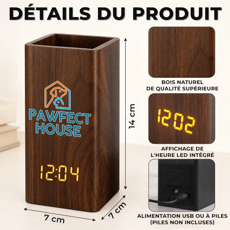 Pot à Crayons Personnalisé avec Horloge et Photo – Cadeau pour Papa – Papa Rend la Vie Extraordinaire