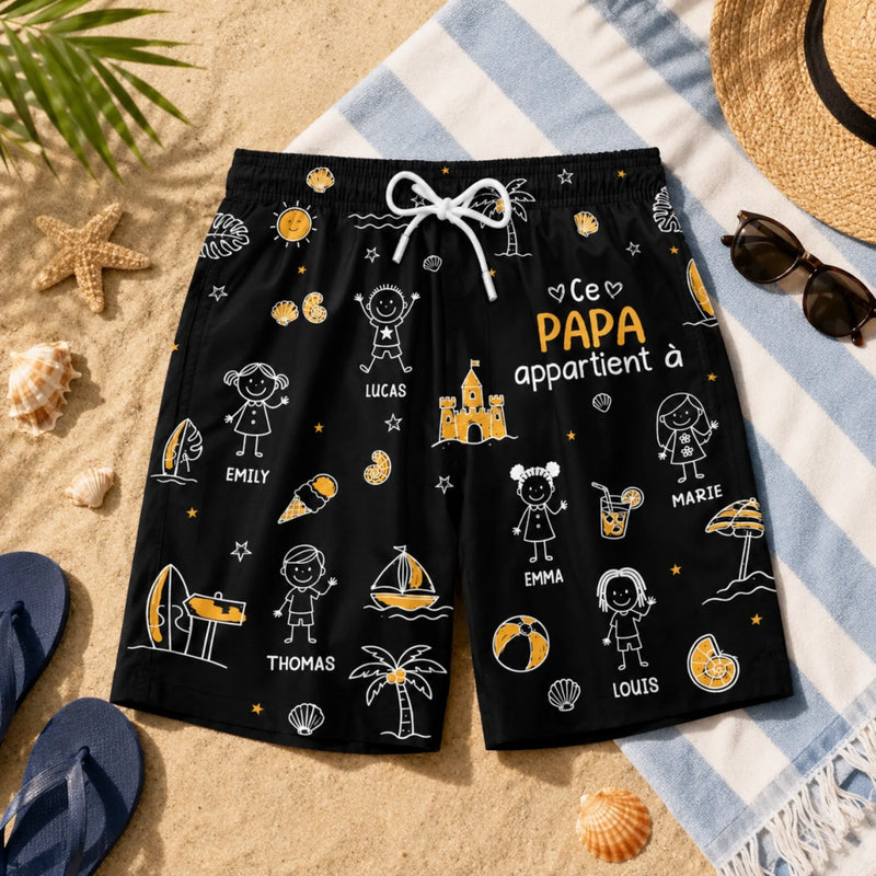 Short de Bain Homme Personnalisé – Cadeau pour Papa, Papy – Papa Fait Partie de l'Équipe du Chaos
