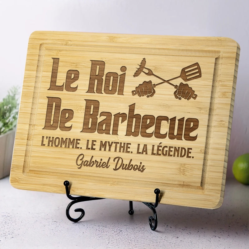 Planche à Découper Personnalisée - Cadeau Pour Homme - Le Roi Le Barbecue