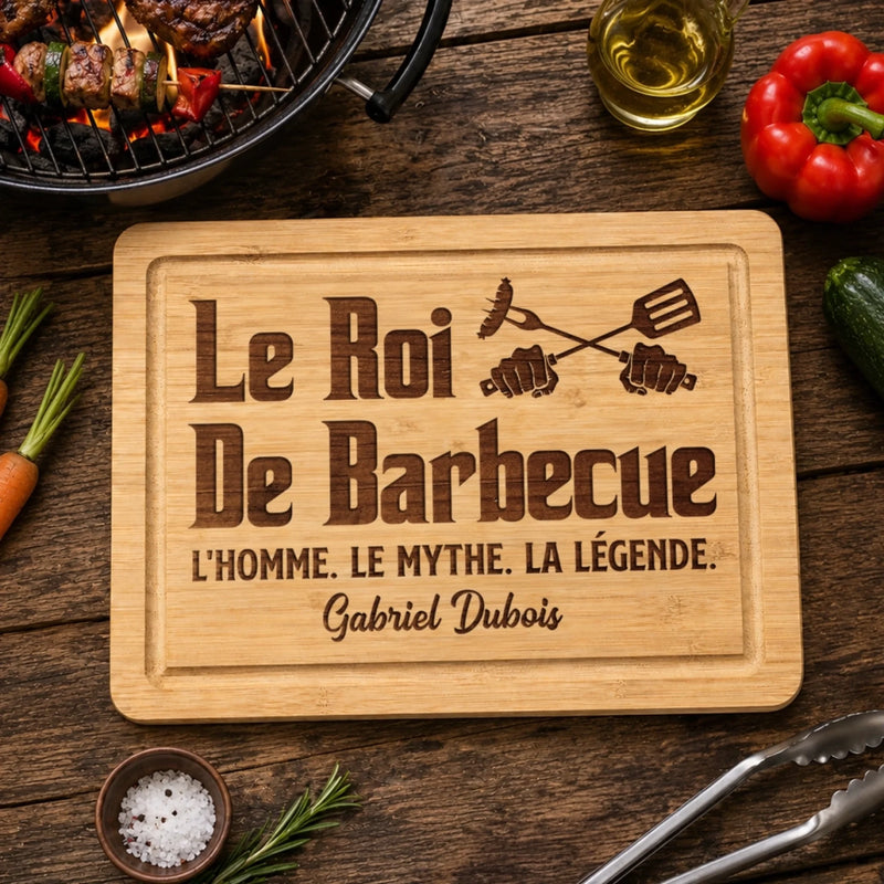 Planche à Découper Personnalisée - Cadeau Pour Homme - Le Roi Le Barbecue