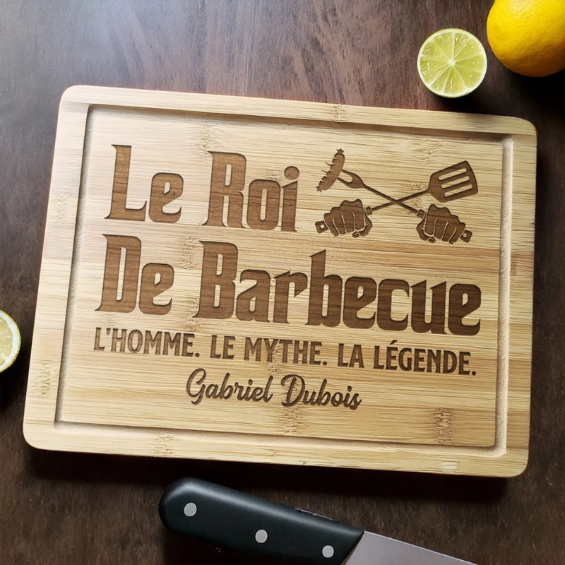Planche à Découper Personnalisée - Cadeau Pour Homme - Le Roi Le Barbecue