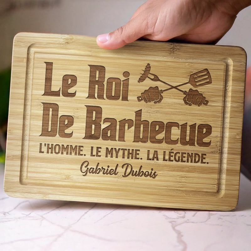 Planche à Découper Personnalisée - Cadeau Pour Homme - Le Roi Le Barbecue