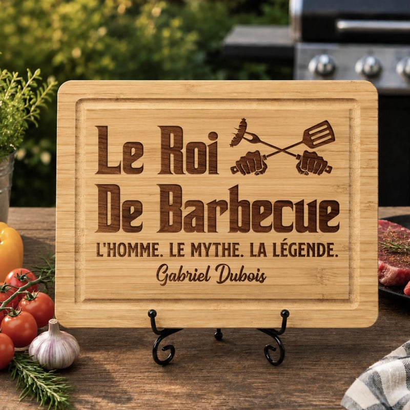 Planche à Découper Personnalisée - Cadeau Pour Homme - Le Roi Le Barbecue