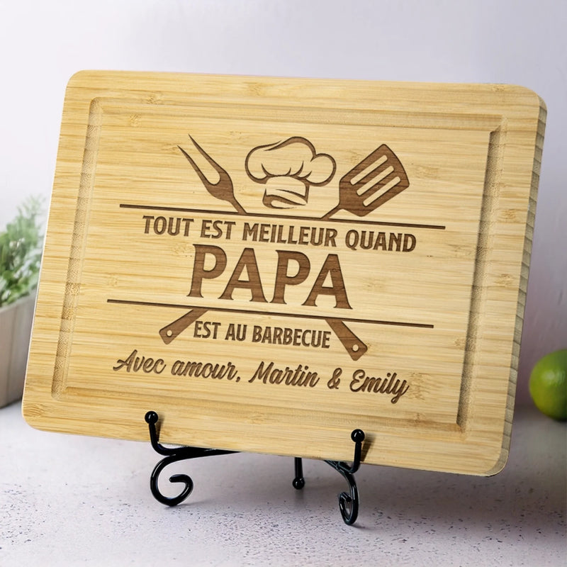 Planche à Découper Personnalisée - Cadeau Pour Papa, Papy - Le Bonheur, C'est Papa