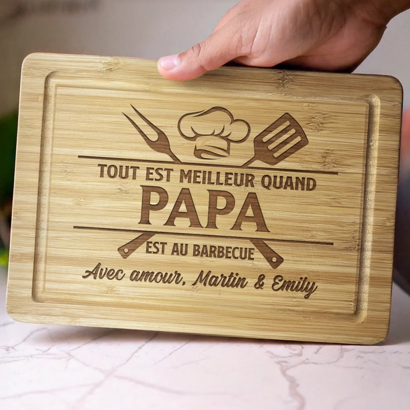 Planche à Découper Personnalisée - Cadeau Pour Papa, Papy - Le Bonheur, C'est Papa