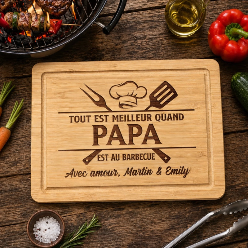 Planche à Découper Personnalisée - Cadeau Pour Papa, Papy - Le Bonheur, C'est Papa