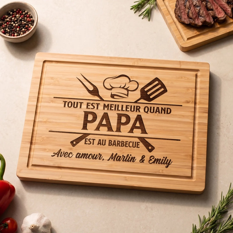 Planche à Découper Personnalisée - Cadeau Pour Papa, Papy - Le Bonheur, C'est Papa