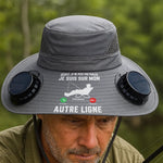 Chapeau Solaire Avec Ventilateur Personnalisé – Cadeau pour Pêcheur, Papa, Papy – Je Suis sur Mon Autre Ligne de Pêche