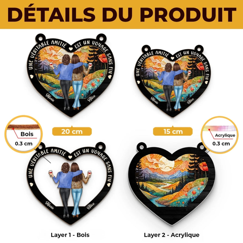 Ornement Attrape-Lumière De Fenêtre Personnalisé – Cadeau Pour Sœur, Amie – Nous, les sœurs, on assure grave !