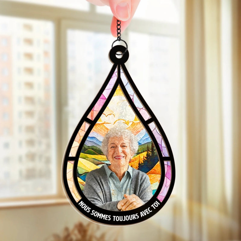 Ornement Attrape-Lumière De Fenêtre Personnalisé avec Photo – Cadeau de Commémoration – Tu nous manques beaucoup