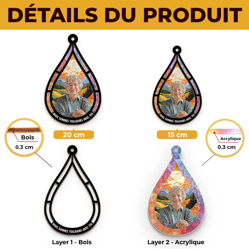 Ornement Attrape-Lumière De Fenêtre Personnalisé avec Photo – Cadeau de Commémoration – Tu nous manques beaucoup