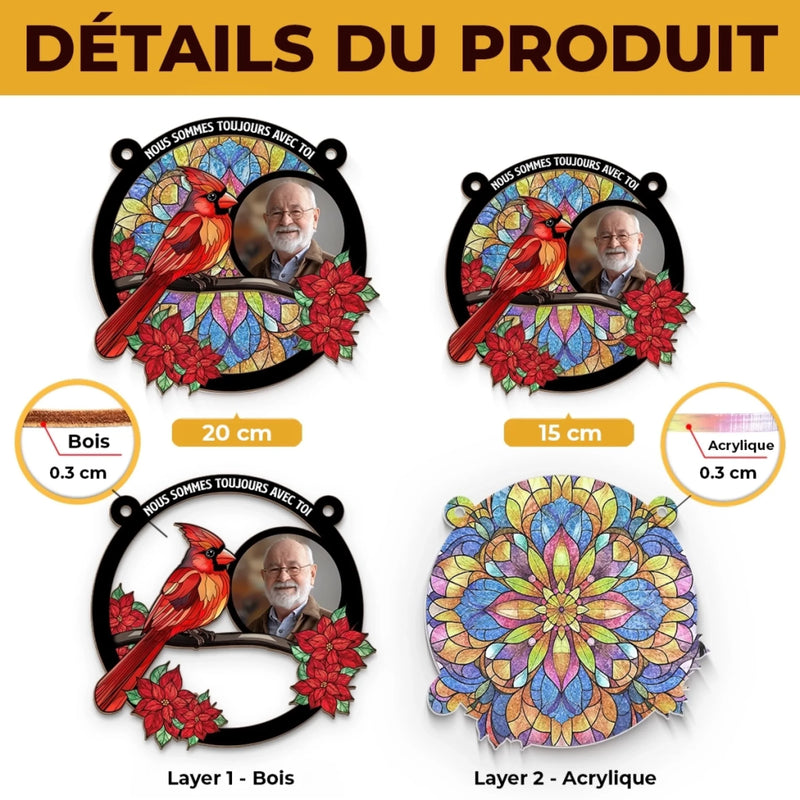 Ornement Attrape-Lumière De Fenêtre Personnalisé avec Photo – Cadeau de Commémoration – À Jamais Dans Mon Cœur