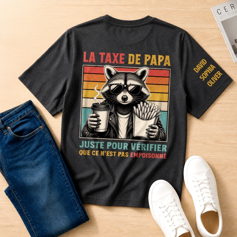 T-Shirt Personnalisé à Manches Imprimées – Cadeau pour Papa, Papi – Que Gen Est Pas Empoisonné