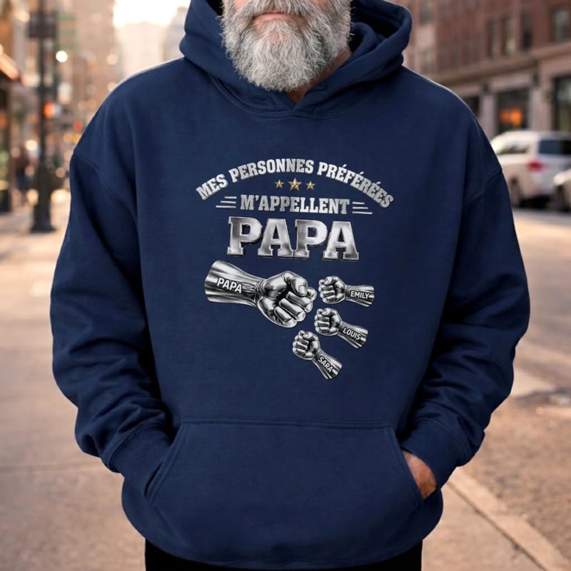 T-shirt unisexe, Hoodie personnalisé – Cadeau Fête des Pères pour Papa, Papi – Papa Est Le Seul Héros