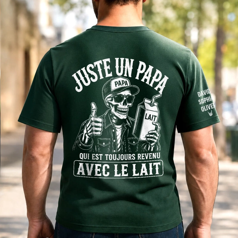 T-Shirt Personnalisé à Manches Imprimées – Cadeau pour Papa, Papi – Qui Est Toujours Revenu Avec Le Lait
