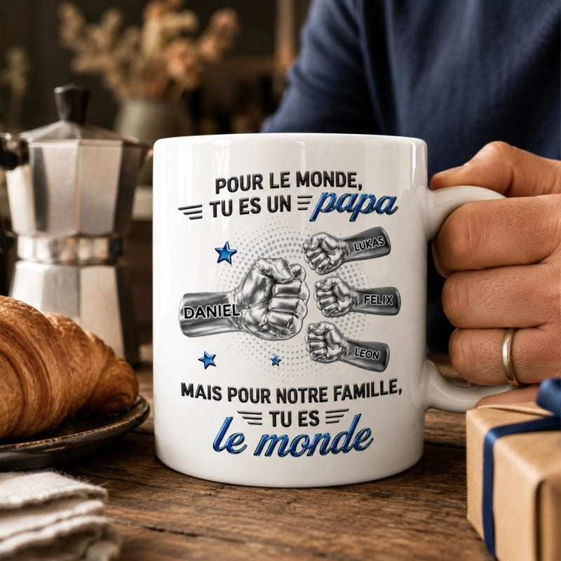 Mug Personnalisé à Effet 3D Gonflé – Cadeau pour Papa – Le pilier de notre famille
