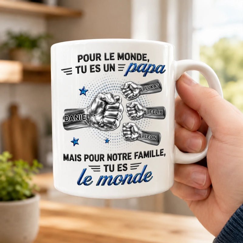 Mug Personnalisé à Effet 3D Gonflé – Cadeau pour Papa – Le pilier de notre famille