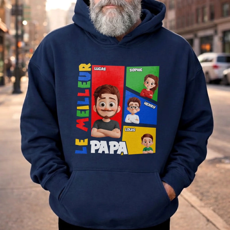 T-shirt unisexe, Hoodie personnalisé – Cadeau pour Papa, Papi – La maison est là où est Papa
