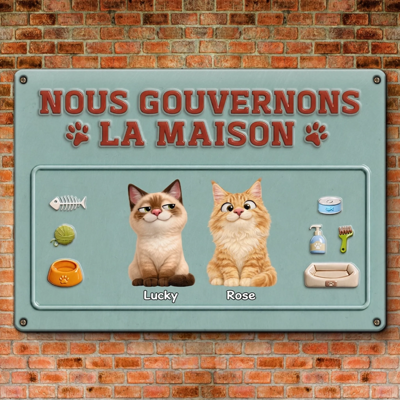 Panneau Métallique Personnalisé – Cadeau pour Propriétaires D’animaux, Amoureux des Animaux – Les vrais hommes aiment les chats