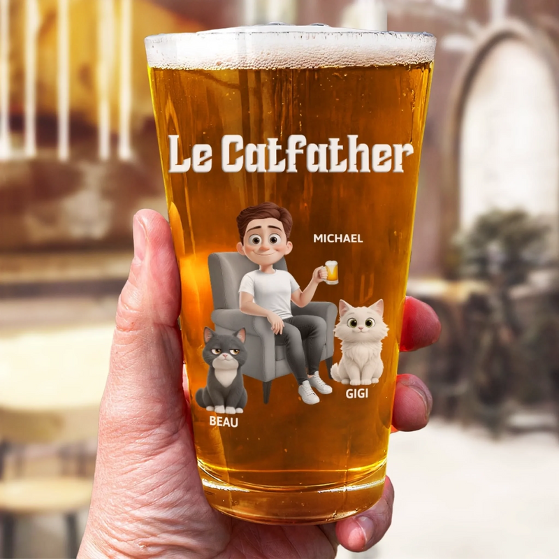 Verre à bière Personnalisé – Cadeau pour Propriétaires D’animaux, Amoureux des Animaux – Tous les chats pensent que je suis génial