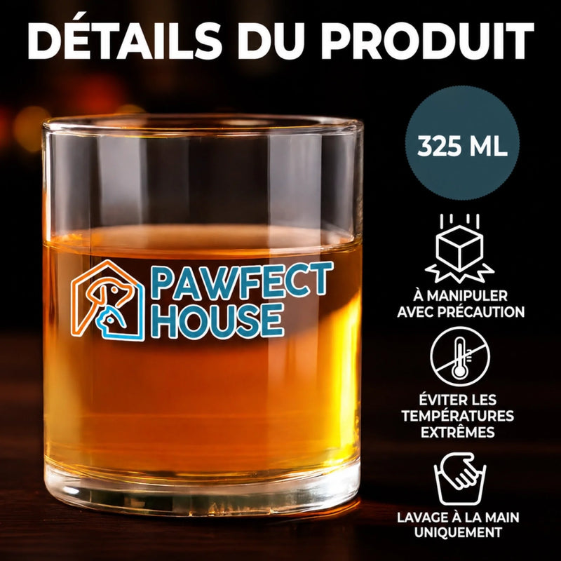 Verre À Whisky Personnalisé – Cadeau pour Propriétaires D’animaux, Amoureux des Animaux – Mon cœur, ma famille