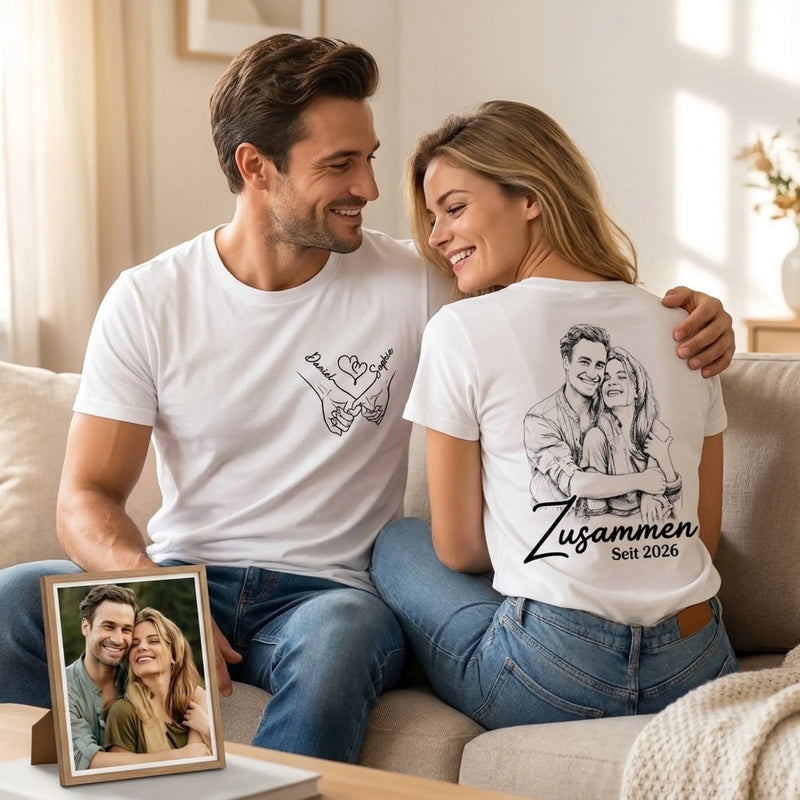 T-shirt Personnalisé Recto & Verso – Cadeau Pour Couples – Ensemble Pour Toujours