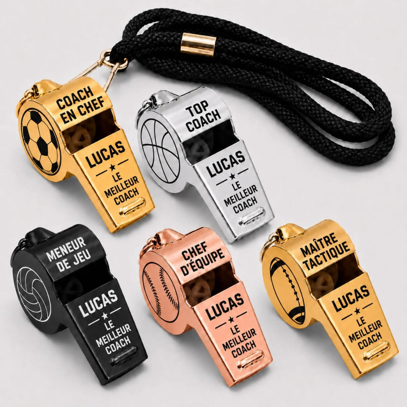Sifflet Personnalisé – Cadeau pour Coachs et Amateurs de Sport – Le Meilleur Coach