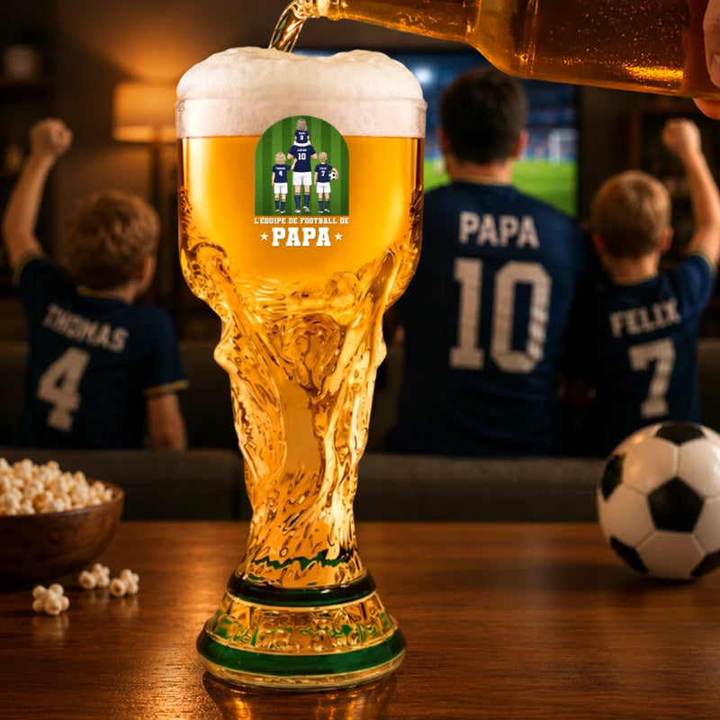 Verre à bière en forme de trophée personnalisé  – Cadeau pour fan de football – Prêt pour la victoire
