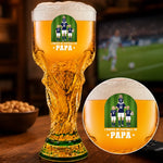 Verre à bière en forme de trophée personnalisé  – Cadeau pour fan de football – Prêt pour la victoire