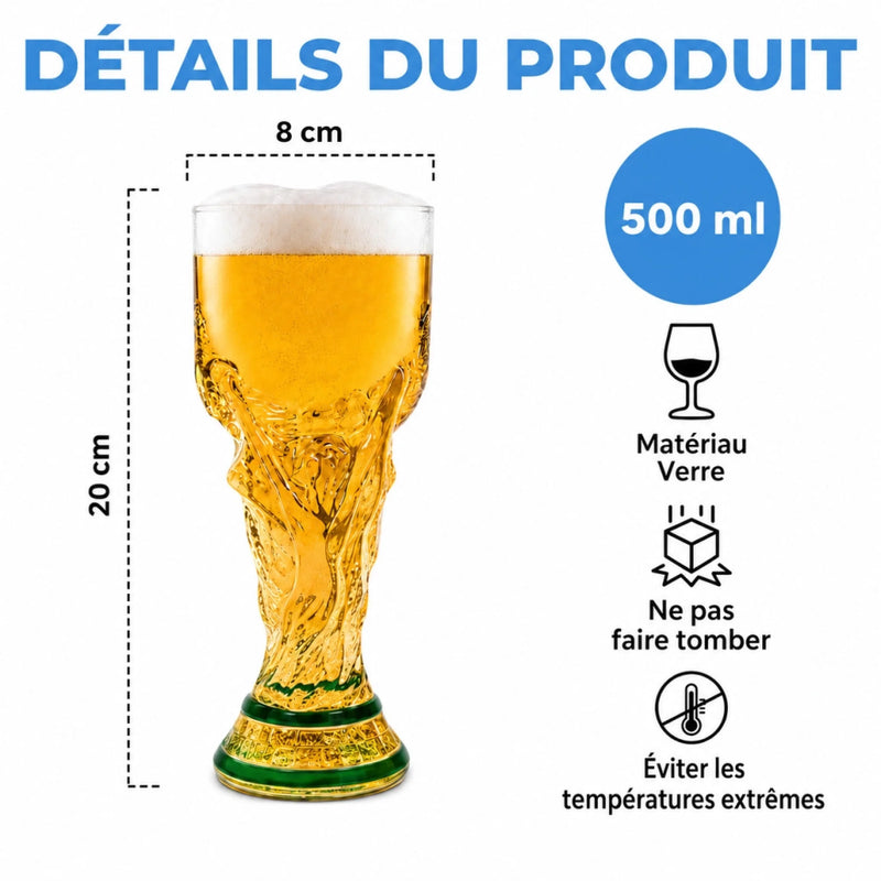 Verre à bière en forme de trophée personnalisé  – Cadeau pour fan de football – Prêt pour la victoire