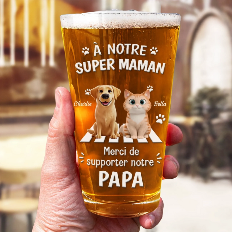 Verre à bière Personnalisé – Cadeau pour Propriétaires D’animaux, Amoureux des Animaux – Je m'en fiche, passe la bière