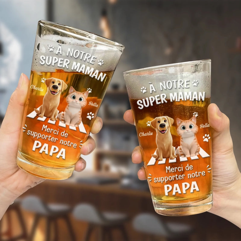 Verre à bière Personnalisé – Cadeau pour Propriétaires D’animaux, Amoureux des Animaux – Je m'en fiche, passe la bière