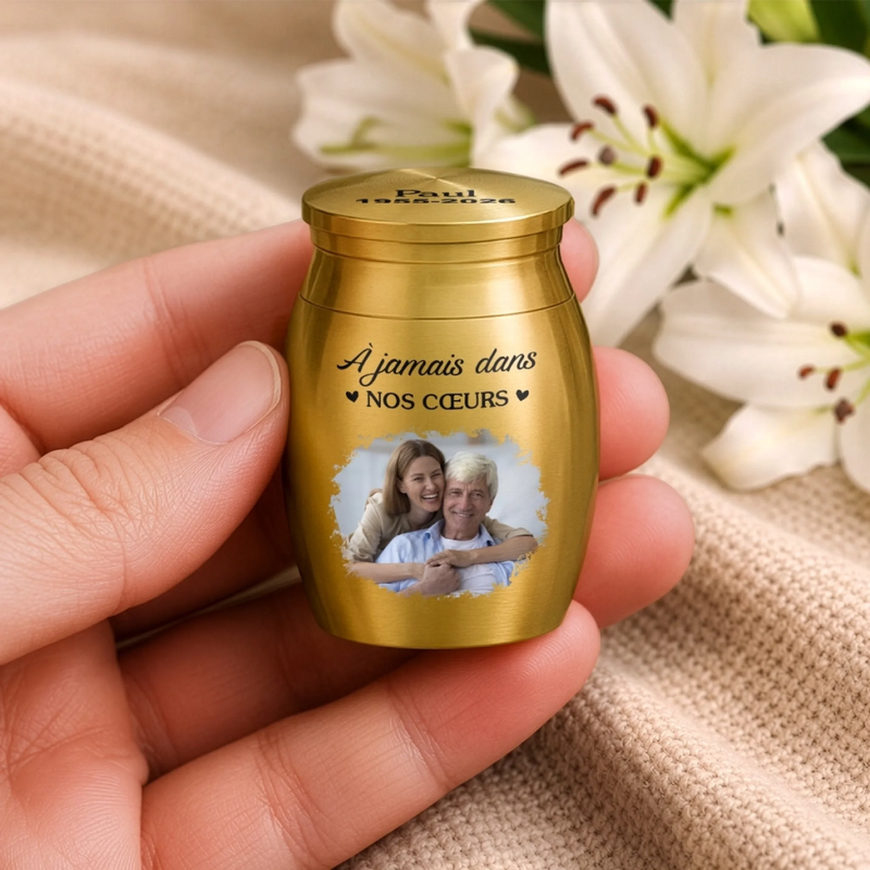Urne Funéraire Personnalisée avec Photo – Cadeau de Commémoration – En mémoire de toi