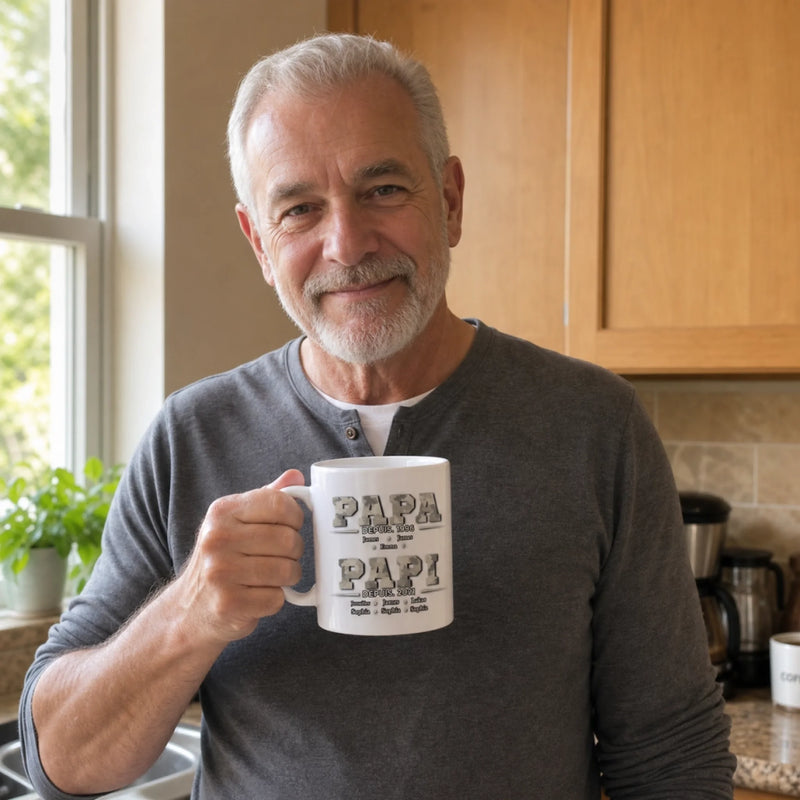 Mug Personnalisé – Cadeau pour Papa, Papi – Papa dans le cœur
