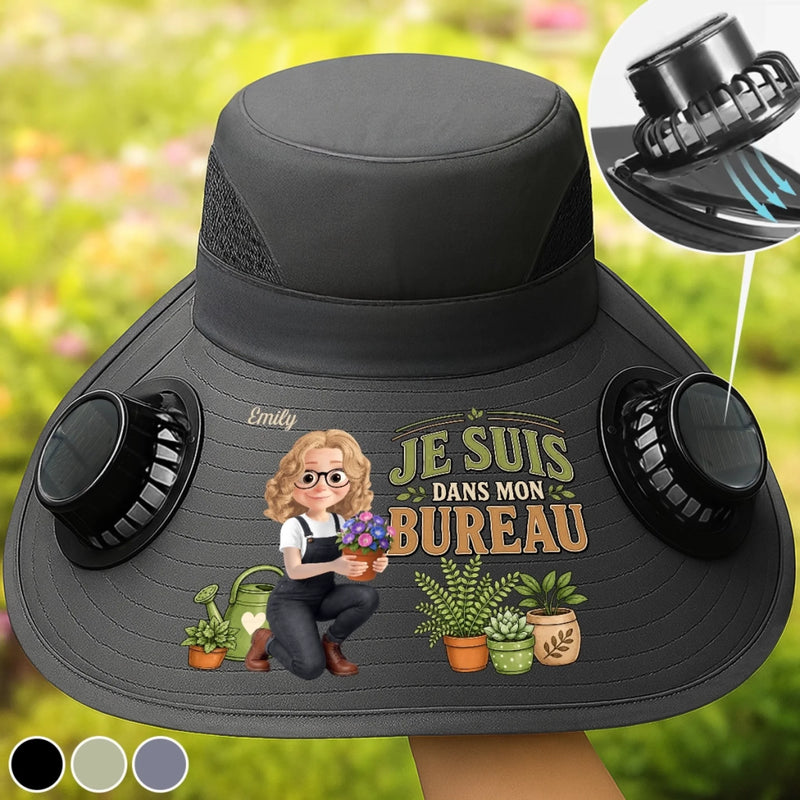 Chapeau Solaire avec Ventilateurs Personnalisé – Cadeau Pour Jardiniers, Amoureux Des Plantes – L'amour Ne Se Démode Jamais