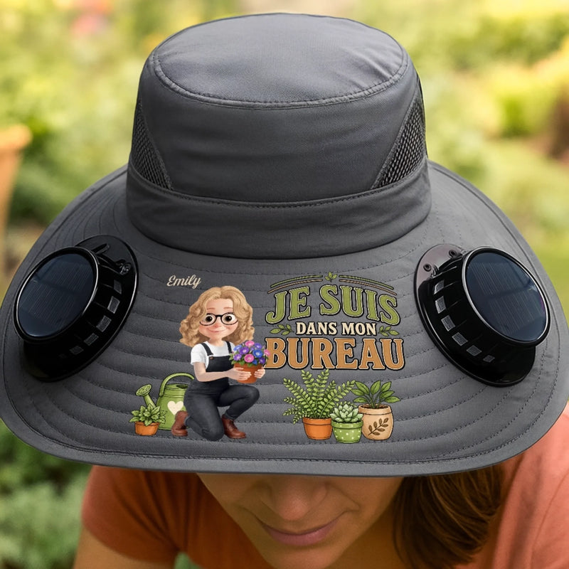 Chapeau Solaire avec Ventilateurs Personnalisé – Cadeau Pour Jardiniers, Amoureux Des Plantes – L'amour Ne Se Démode Jamais