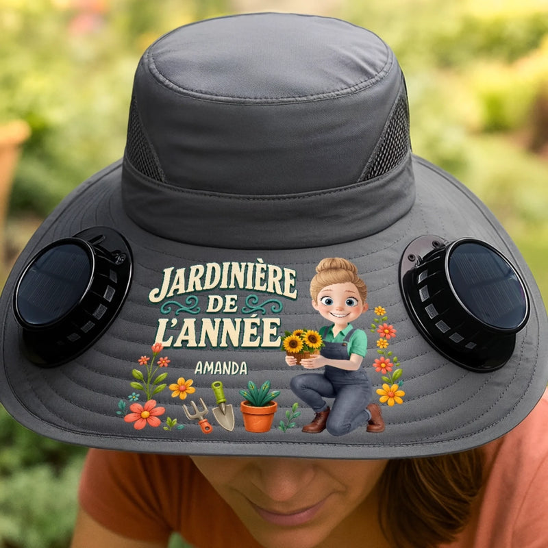 Chapeau Solaire avec Ventilateurs Personnalisé – Cadeau Pour Jardiniers, Amoureux Des Plantes – Les Souvenirs Nous Gardent Proches