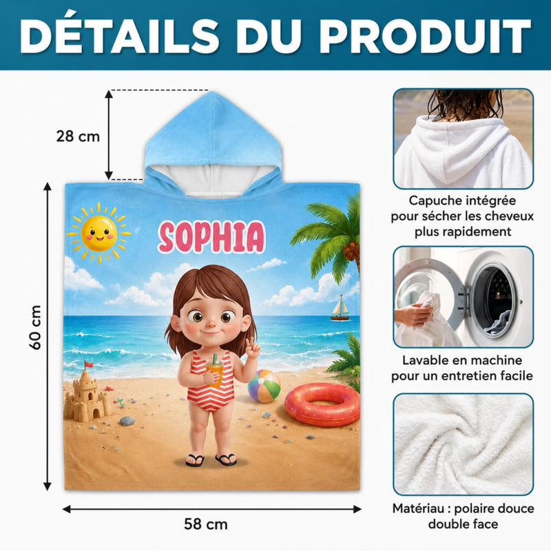 Poncho de bain personnalisé – Cadeaux pour enfants – Trouve-moi à la plage