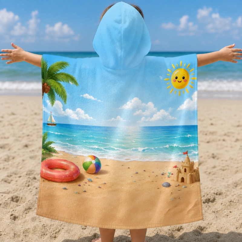 Poncho de bain personnalisé – Cadeaux pour enfants – Trouve-moi à la plage