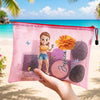 Pochette de Plage en Filet Personnalisée – Cadeau pour Femme – L'Air Marin, l'Âme Heureuse