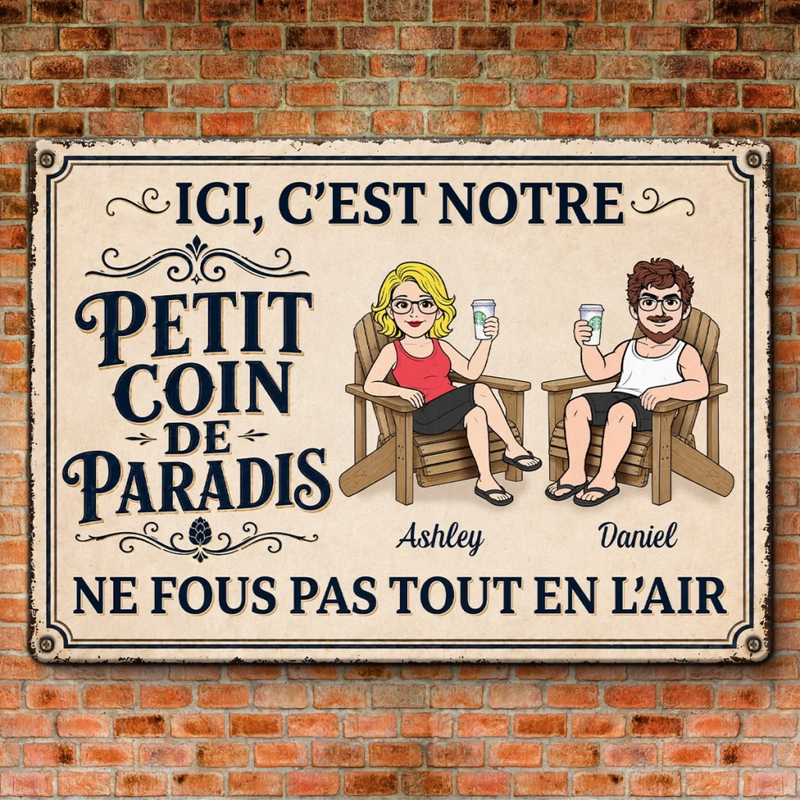 Panneau Métallique Personnalisé – Cadeau pour Couple, Mari et Femme – Côte à côte pour la vie