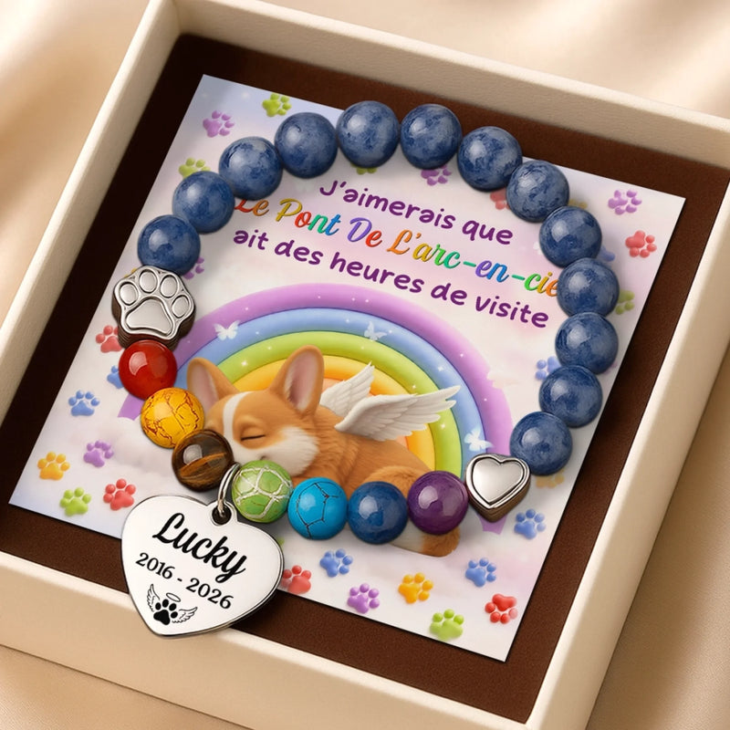 Bracelet Souvenir Personnalisé – Cadeau Commémoratif pour Propriétaire d’Animal – À bientôt, au pont de l’arc-en-ciel