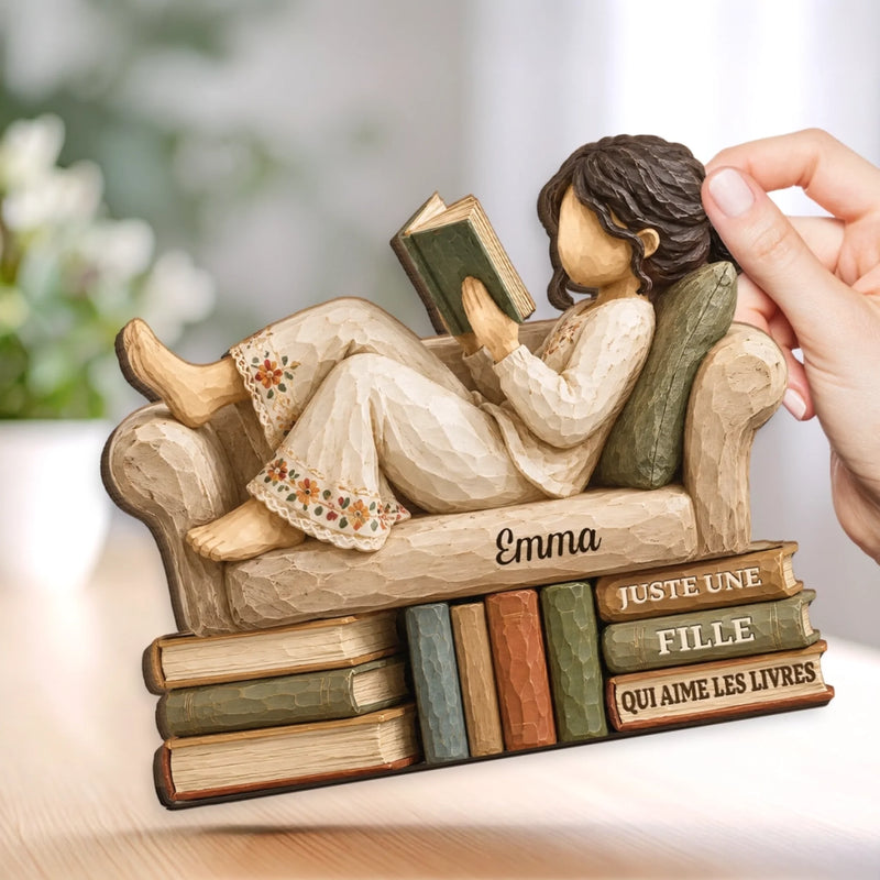 Plaque en Bois 2 Couches Personnalisée avec Support – Cadeau Pour Lecteurs, Amoureux Des Livres – Perdu Dans un Bon Livre