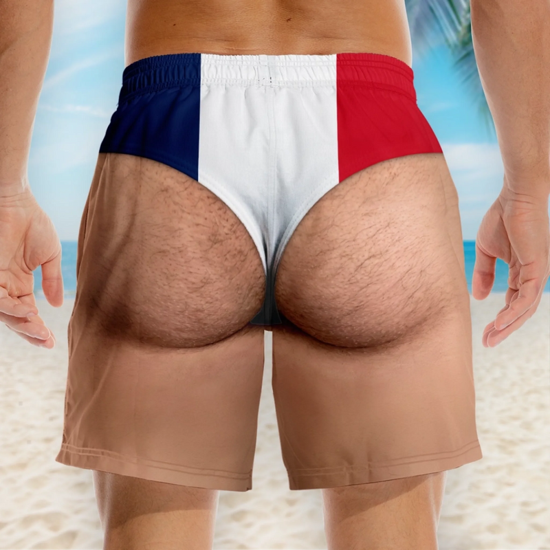 Short de Bain Homme Personnalisé – Cadeau Rigolo pour Homme – Tropique Comme Il Fait Chaud