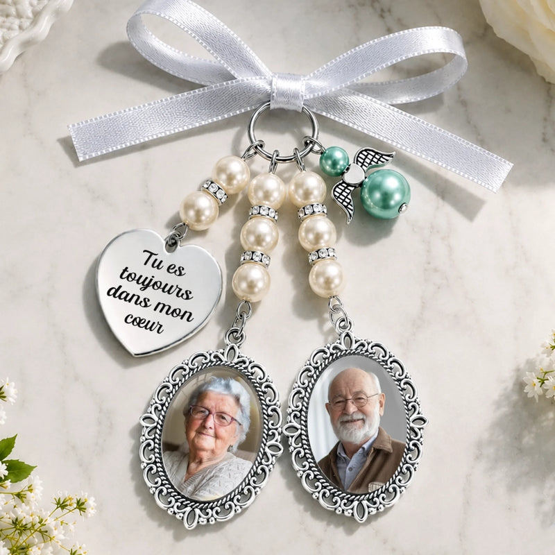 Pendentif bouquet mariée Personnalisé Avec Photo - Cadeau de Commémoration - Tu es toujours dans mon cœur