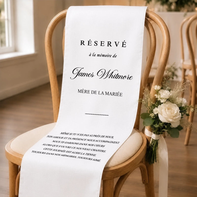 Bannière de chaise de mariage Personnalisé - Cadeau de Commémoration - En tendre mémoire